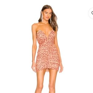 Michael Costello x REVOLVE Annette Mini Dress in Nude & Red